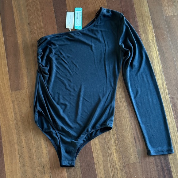 Stitch and Knot Christiane Cupro Single Sleeve Dark Grey Bodysuit - Picture 6 of 9